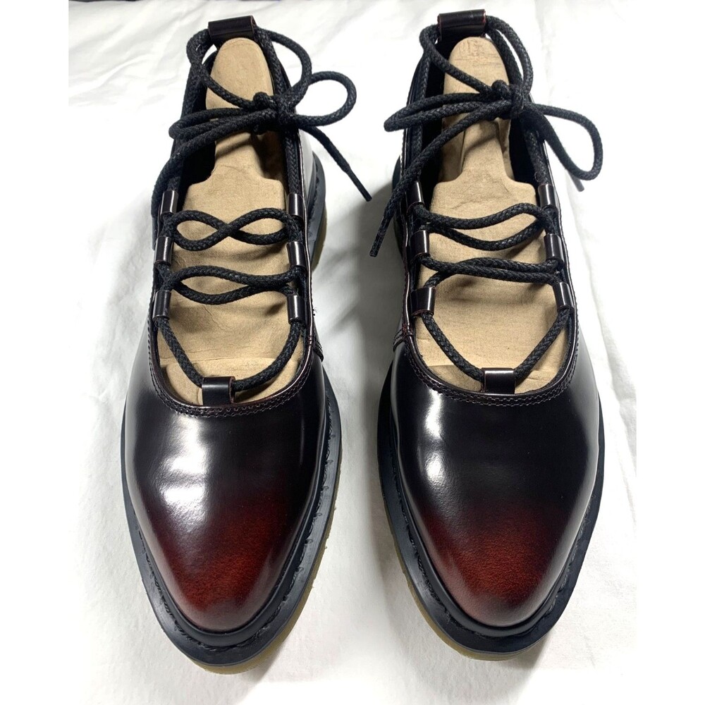 Dr. Martens Elphie II Pointed Toe Ballet Flats Mary Jane Ankle Tie Cherry Sz 10 - Picture 2 of 8